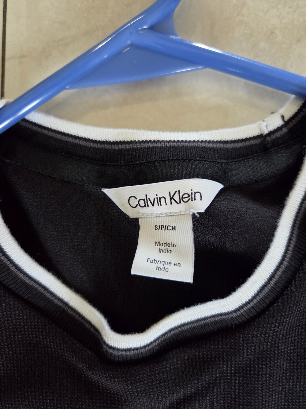 Calvin Klein Men’s Black Crewneck Sweater with White Trim